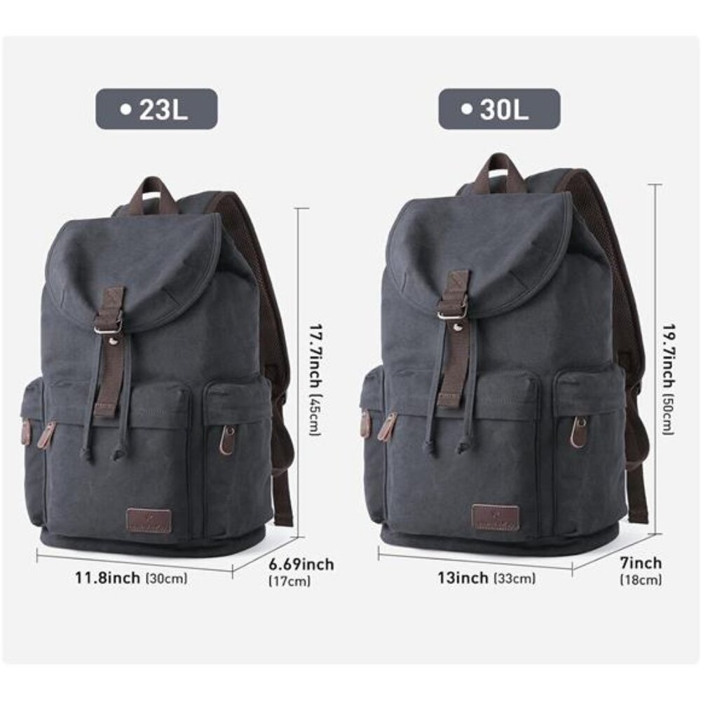 Canvas Backpack, Travel Backpacks Grey - Picture 6 of 7
